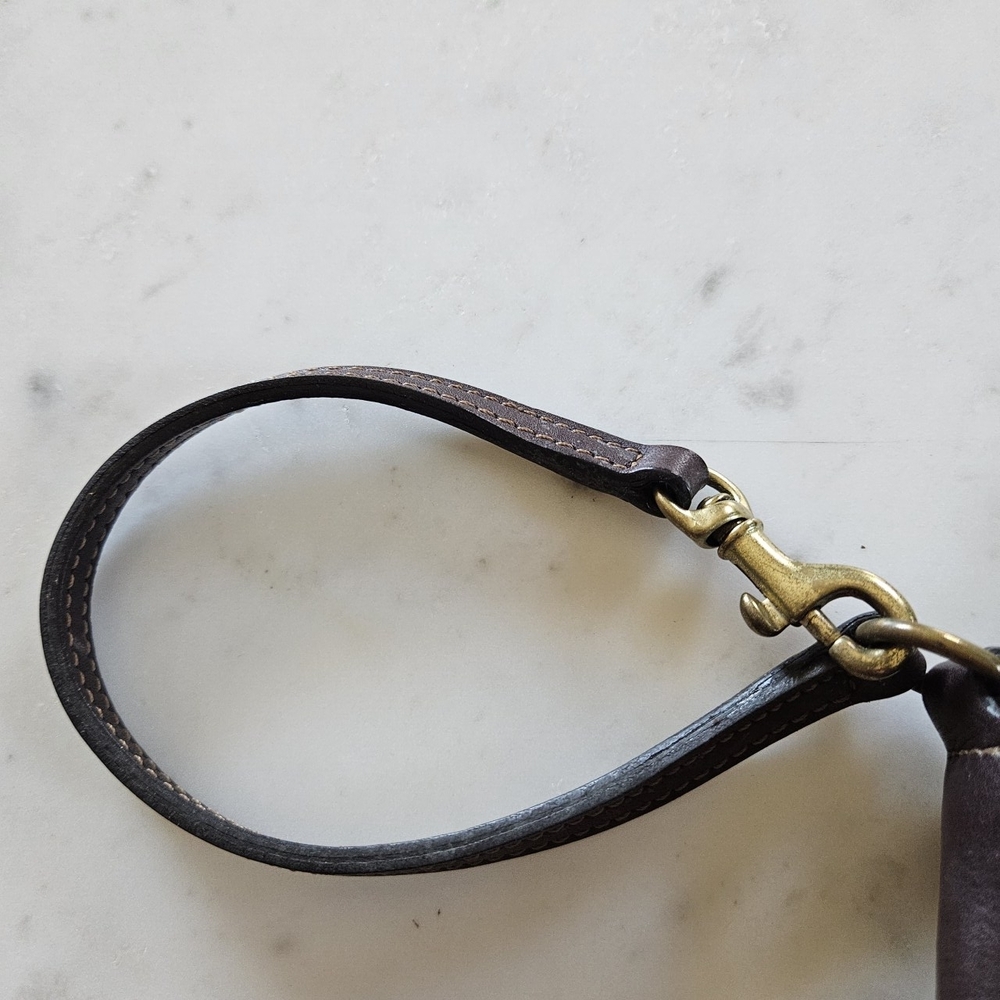 Vintage Coach Brown Leather Zip Wristlet Bag Style 9311 Hangtag Small Purse - Picture 11 of 13